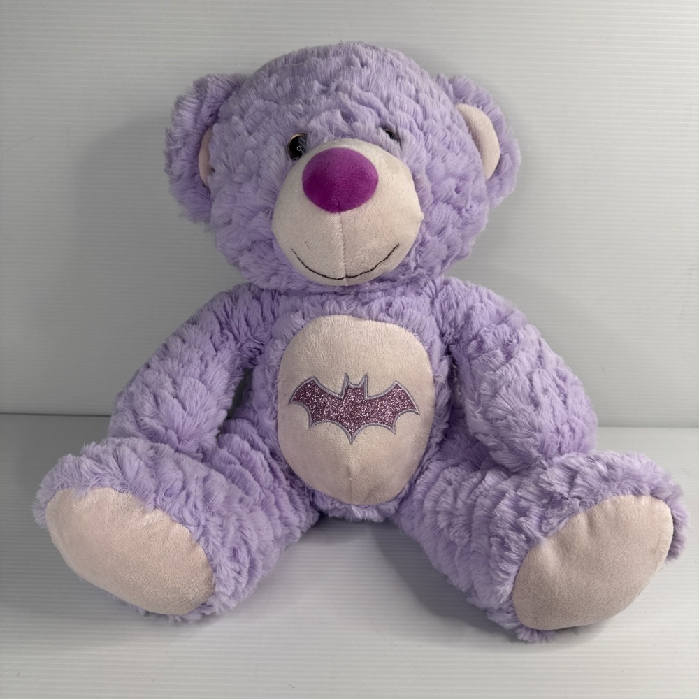 Rare Six Flags DC Purple Teddy Bear Wonder Woman Tag Batman Logo Plush 12"
